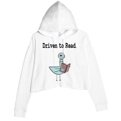 Driven To Read Pigeon Library Book Lover Crop Fleece Hoodie