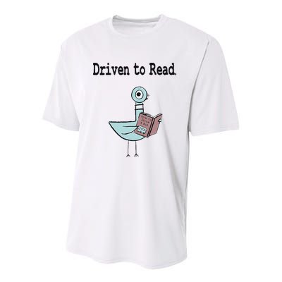 Driven To Read Pigeon Library Book Lover Youth Performance Sprint T-Shirt