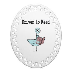 Driven To Read Pigeon Library Book Lover Ceramic Oval Ornament