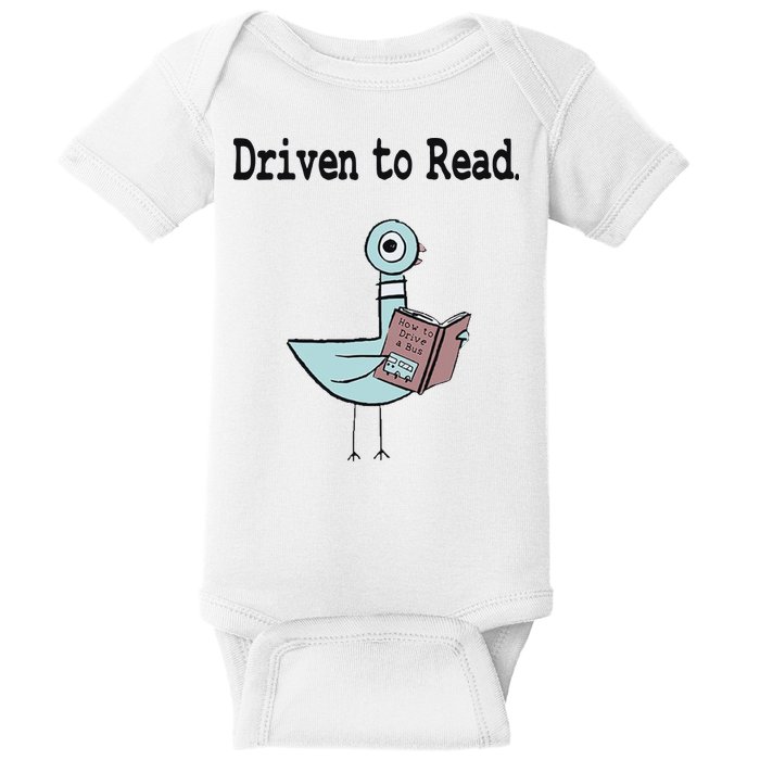 Driven To Read Pigeon Library Book Lover Baby Bodysuit