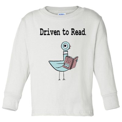 Driven To Read Pigeon Library Book Lover Toddler Long Sleeve Shirt