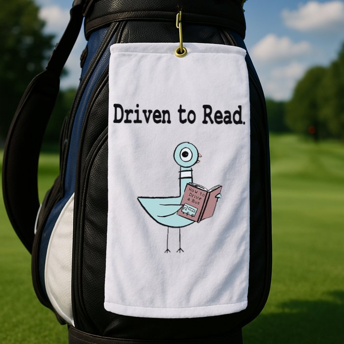 Driven To Read Pigeon Library Book Lover Golf Towel