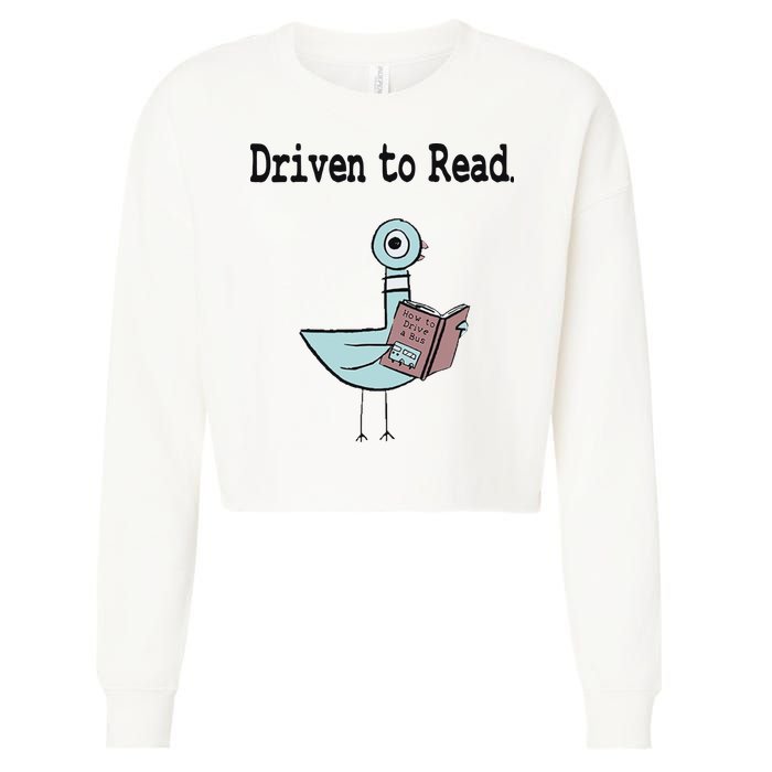 Driven To Read Pigeon Library Book Lover Cropped Pullover Crew