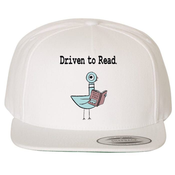 Driven To Read Pigeon Library Book Lover Wool Snapback Cap