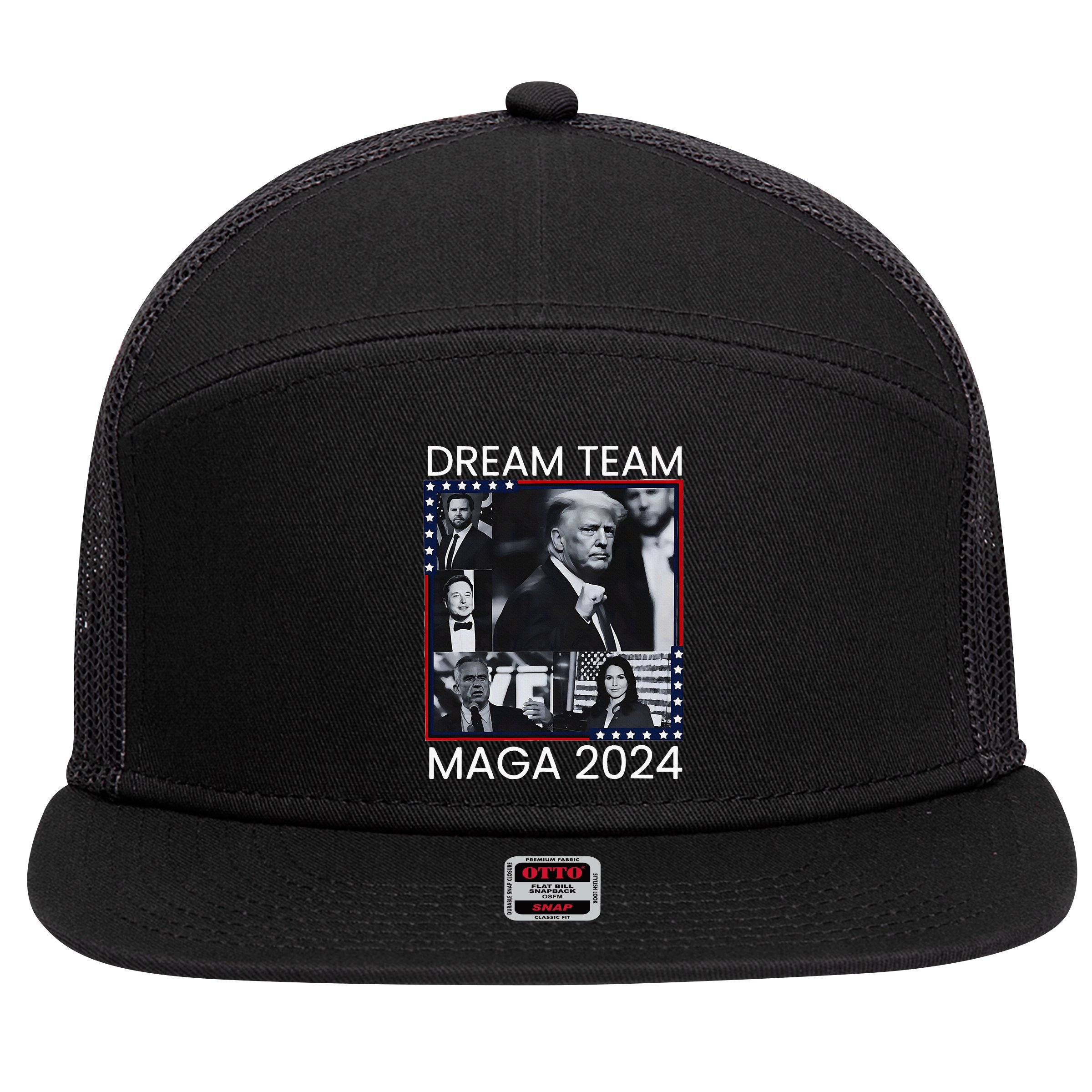 Dream Team Republican Trump Vance 2024 7 Panel Mesh Trucker Snapback Hat