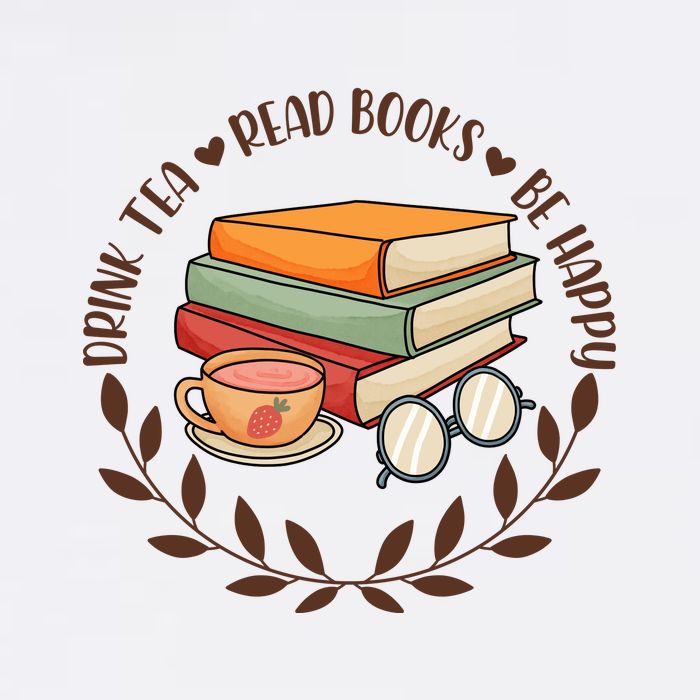 Drink Tea Read Books Be Happy Gift For Reading Books Garment-Dyed Sweatshirt