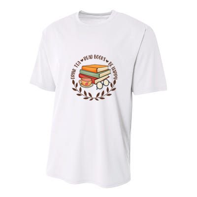 Drink Tea Read Books Be Happy Gift For Reading Books Youth Performance Sprint T-Shirt