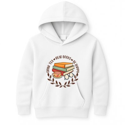 Drink Tea Read Books Be Happy Gift For Reading Books Kids Hoodie