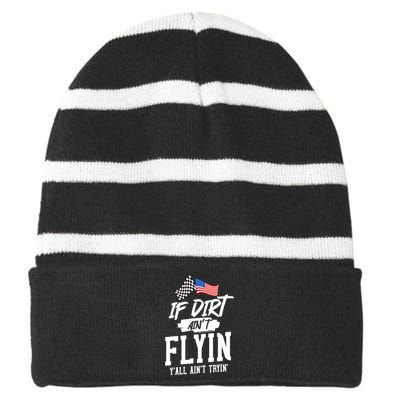 Dirt Track Racing Sprint Car Racing Striped Beanie with Solid Band