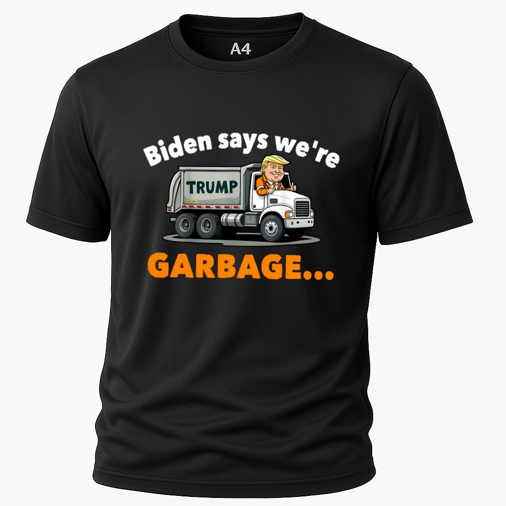 Donald Trump Rides A Garbage Truck Cooling Performance Crew T-Shirt