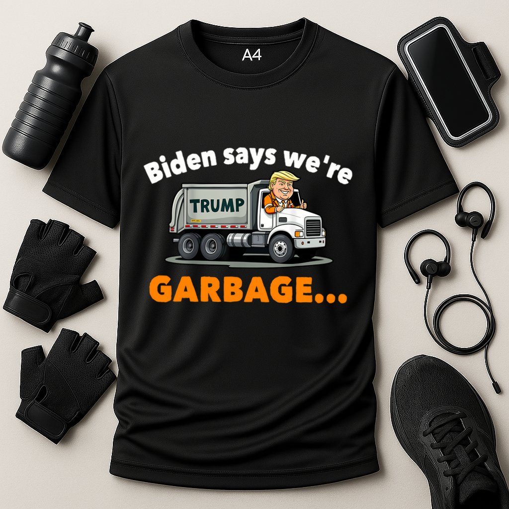 Donald Trump Rides A Garbage Truck Cooling Performance Crew T-Shirt