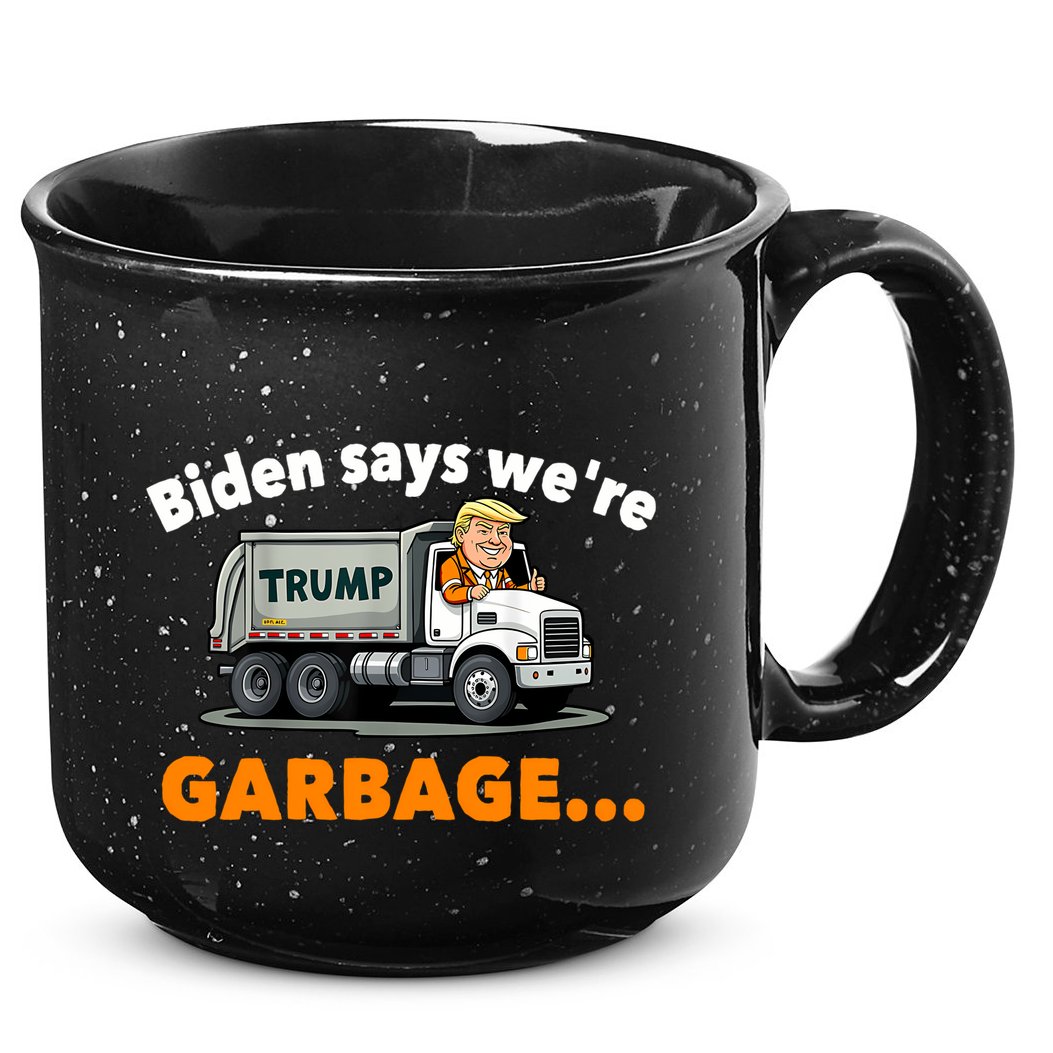 Donald Trump Rides A Garbage Truck 15oz Campfire Ceramic Mug