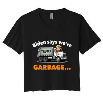 Donald Trump Rides A Garbage Truck Crop Top
