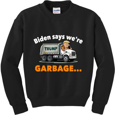 Donald Trump Rides A Garbage Truck Kids Sweatshirt