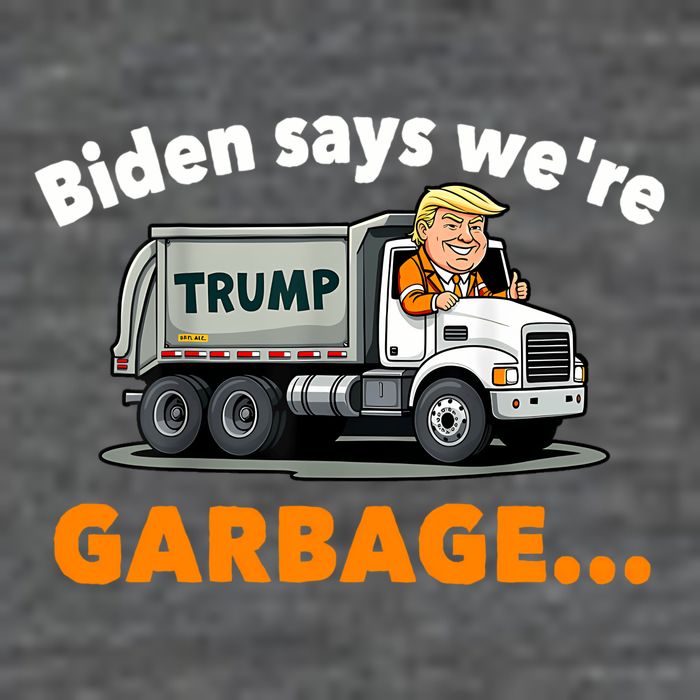 Donald Trump Rides A Garbage Truck 7 Panel Mesh Trucker Snapback Hat