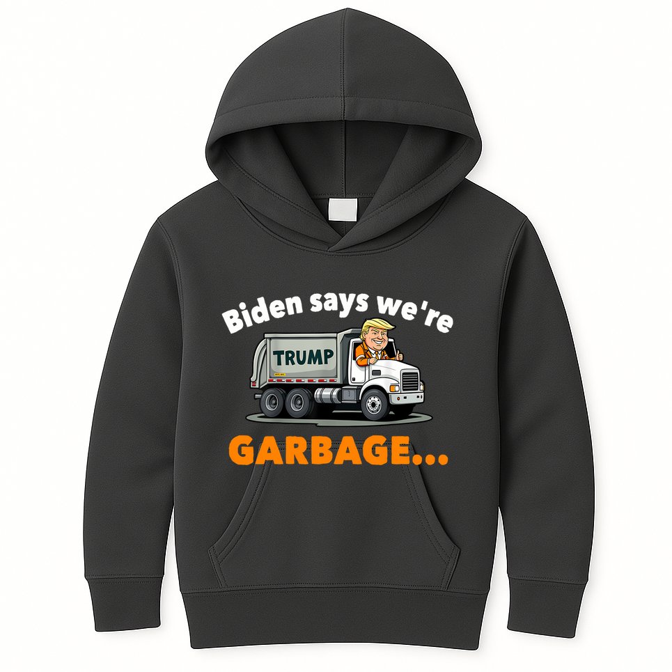 Donald Trump Rides A Garbage Truck Kids Hoodie