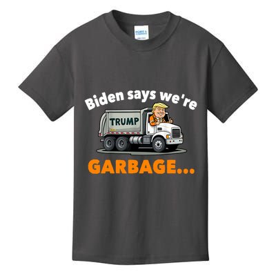 Donald Trump Rides A Garbage Truck Kids T-Shirt