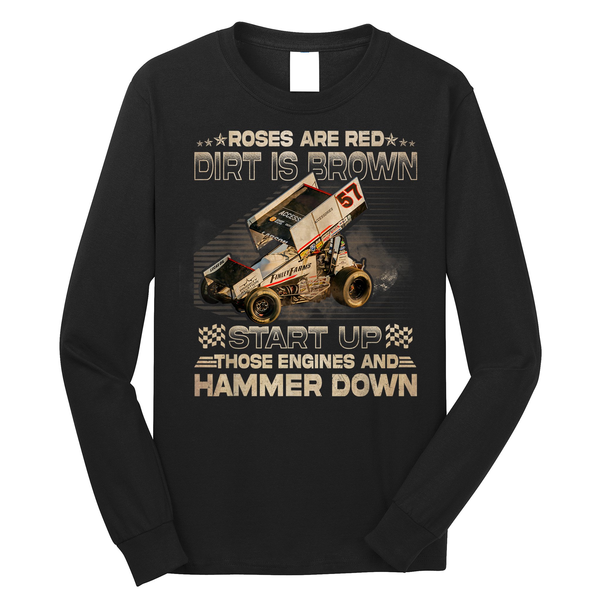 Dirt Track Racing Kyle Larson Champion Sprint Car Long Sleeve Shirt