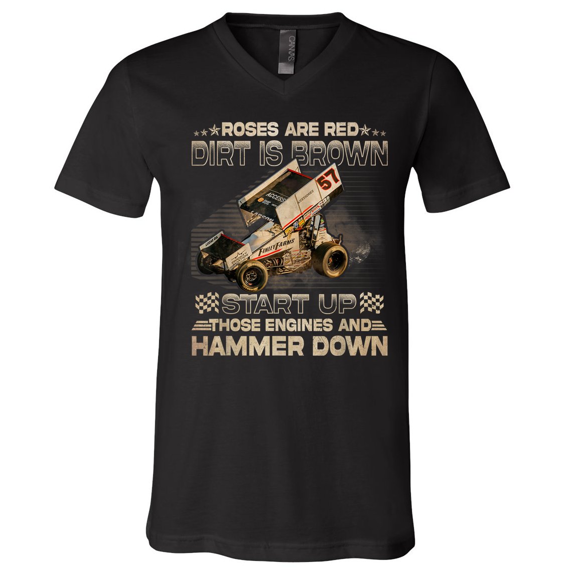 Dirt Track Racing Kyle Larson Champion Sprint Car V-Neck T-Shirt