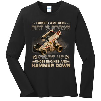 Dirt Track Racing Kyle Larson Champion Sprint Car Ladies Long Sleeve Shirt