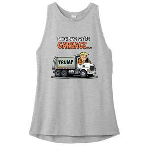 Donald Trump Rides In Garbage Truck Ladies PosiCharge Tri-Blend Wicking Tank