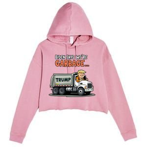 Donald Trump Rides In Garbage Truck Crop Fleece Hoodie