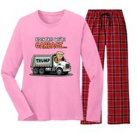 Donald Trump Rides In Garbage Truck Women's Long Sleeve Flannel Pajama Set 