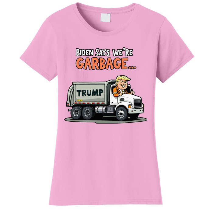 Donald Trump Rides In Garbage Truck Women's T-Shirt