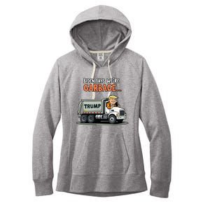 Donald Trump Rides In Garbage Truck Women's Fleece Hoodie