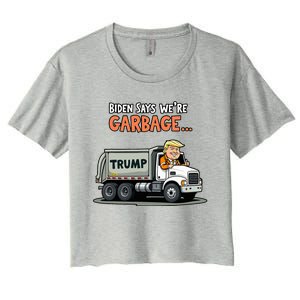 Donald Trump Rides In Garbage Truck Women's Crop Top Tee