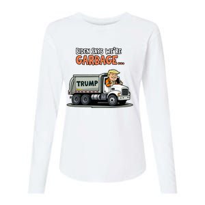 Donald Trump Rides In Garbage Truck Womens Cotton Relaxed Long Sleeve T-Shirt