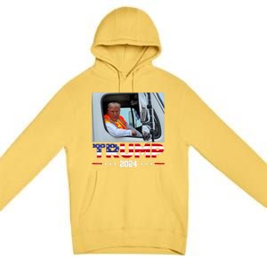 Donald Trump Rides In Garbage Truck Premium Pullover Hoodie