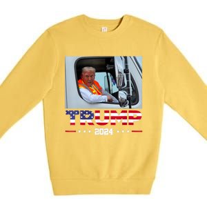 Donald Trump Rides In Garbage Truck Premium Crewneck Sweatshirt