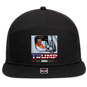 Donald Trump Rides In Garbage Truck 7 Panel Mesh Trucker Snapback Hat