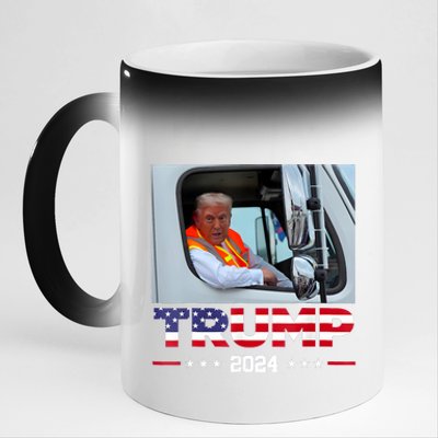 Donald Trump Rides In Garbage Truck 11oz Black Color Changing Mug