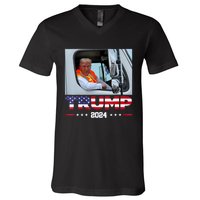 Donald Trump Rides In Garbage Truck V-Neck T-Shirt