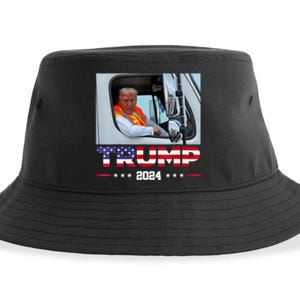 Donald Trump Rides In Garbage Truck Sustainable Bucket Hat