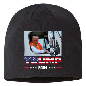 Donald Trump Rides In Garbage Truck Sustainable Beanie