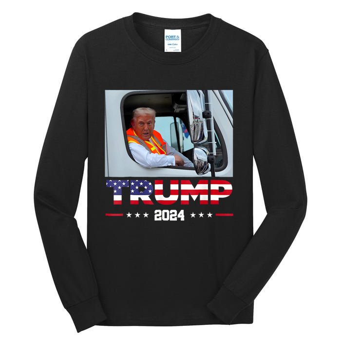 Donald Trump Rides In Garbage Truck Tall Long Sleeve T-Shirt