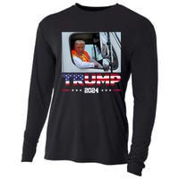 Donald Trump Rides In Garbage Truck Cooling Performance Long Sleeve Crew