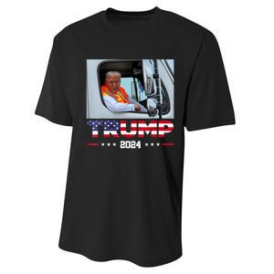 Donald Trump Rides In Garbage Truck Performance Sprint T-Shirt