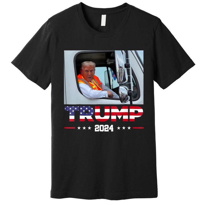 Donald Trump Rides In Garbage Truck Premium T-Shirt