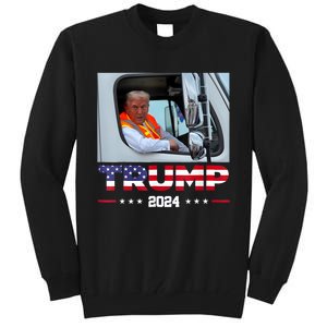 Donald Trump Rides In Garbage Truck Tall Sweatshirt