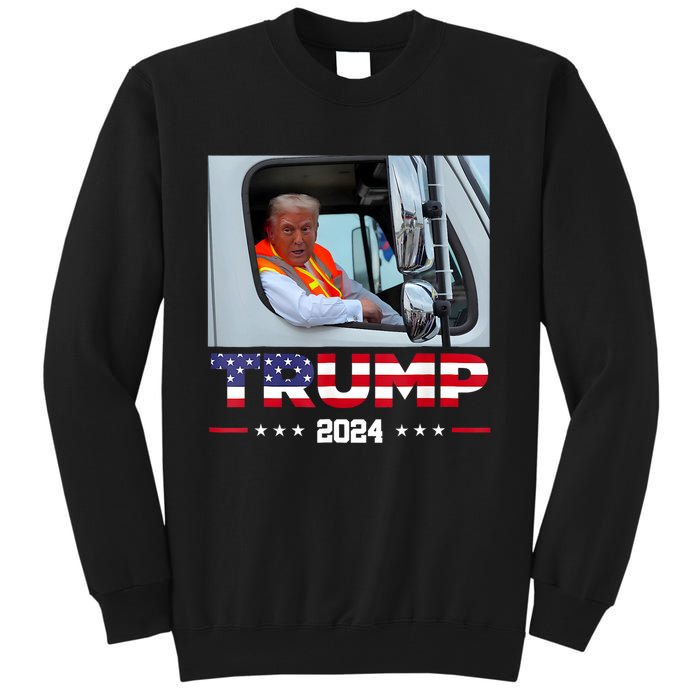 Donald Trump Rides In Garbage Truck Tall Sweatshirt