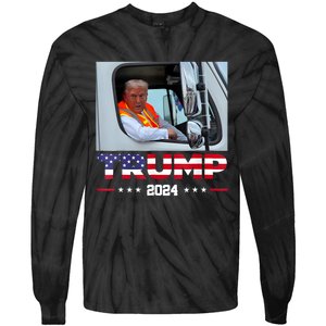 Donald Trump Rides In Garbage Truck Tie-Dye Long Sleeve Shirt