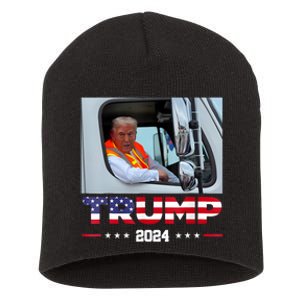 Donald Trump Rides In Garbage Truck Short Acrylic Beanie