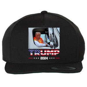 Donald Trump Rides In Garbage Truck Wool Snapback Cap