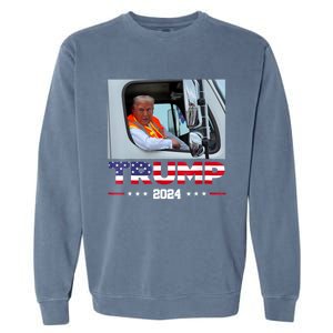 Donald Trump Rides In Garbage Truck Garment-Dyed Sweatshirt