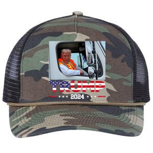 Donald Trump Rides In Garbage Truck Retro Rope Trucker Hat Cap