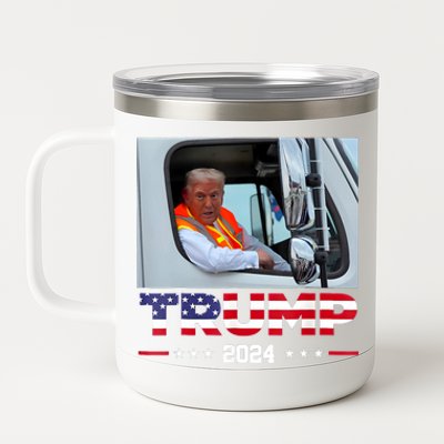 Donald Trump Rides In Garbage Truck 12 oz Stainless Steel Tumbler Cup